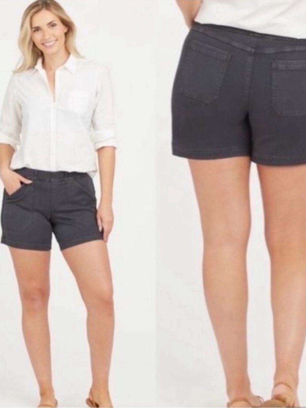 SPANX Twill Stretch Short Dark Grey size Small